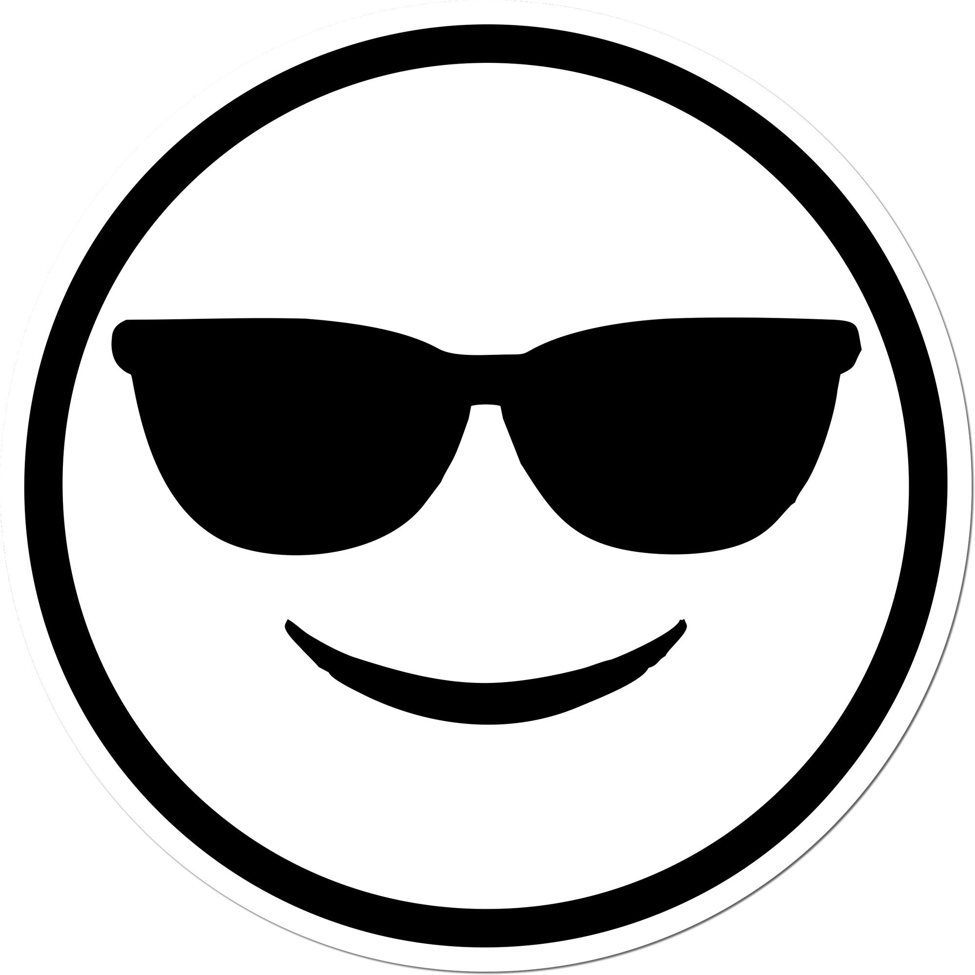 Self-Inking Cool Carl Emoji Stamp featuring a black circle with sunglasses, perfect for adding fun to your stationery.