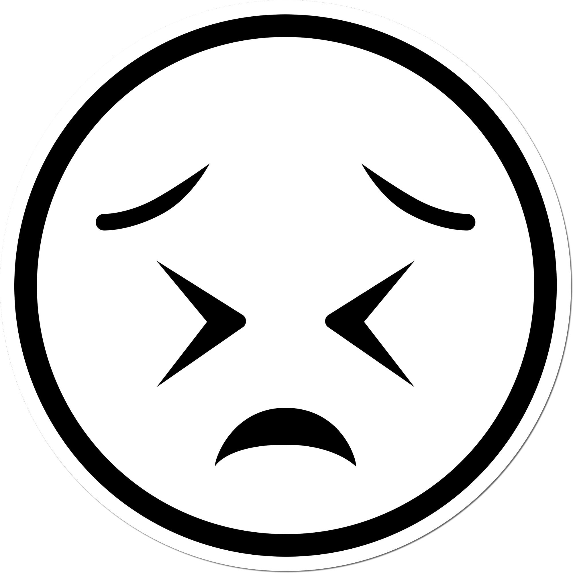 Self-Inking Starry Sadness Emoji Stamp featuring a black, starry-eyed sad face design. Perfect for adding a touch of emotion to your documents.