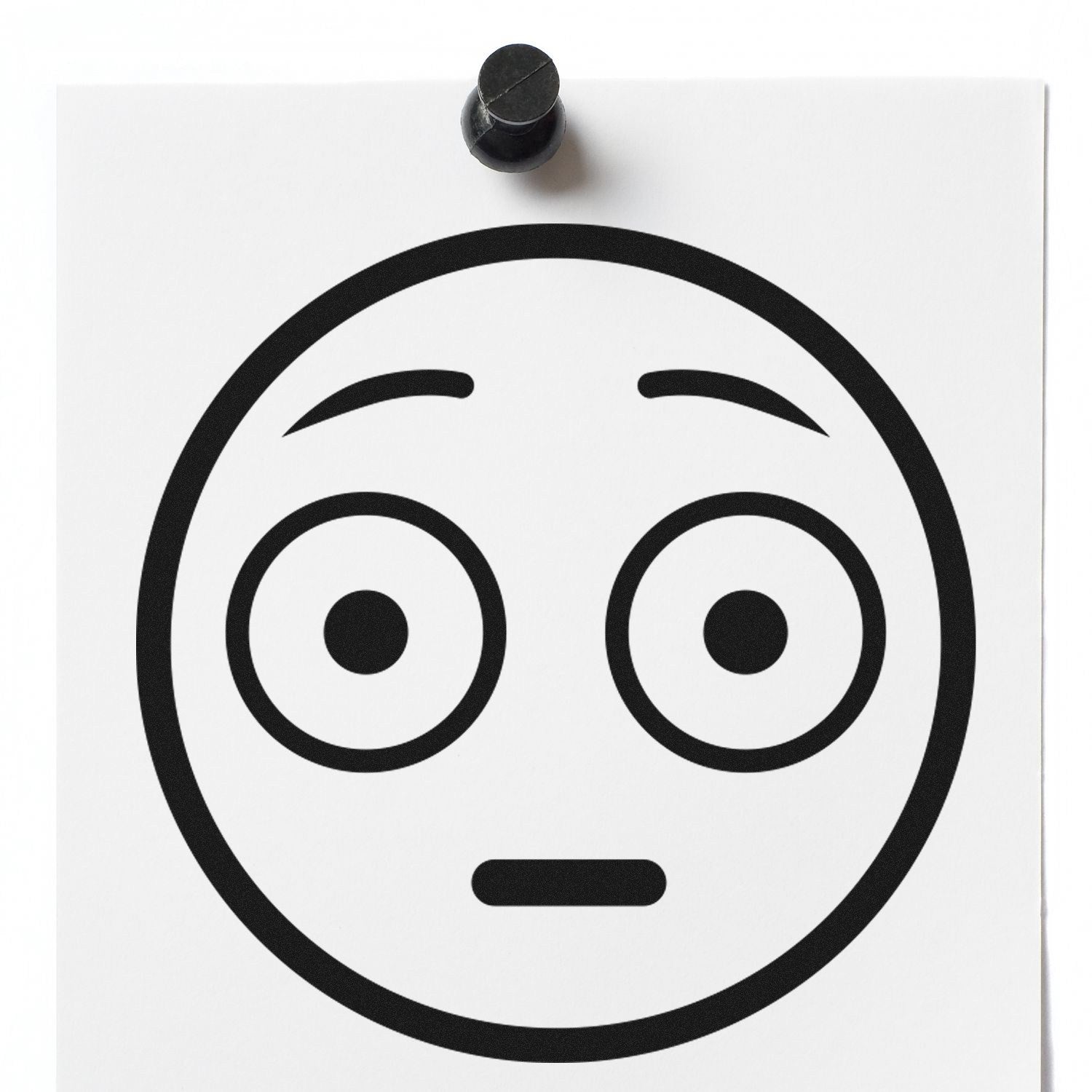 Self-Inking Wide-Eyed Wally Pictogram Stamp imprint on white paper, featuring a surprised face with wide eyes and a small mouth, ideal for adding fun expressions to documents.