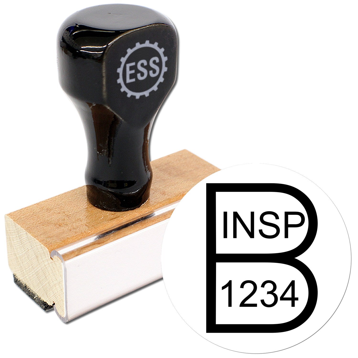 Custom Inspection Rubber Stamp - Large 1 Inch Diameter Wood Handle with ...