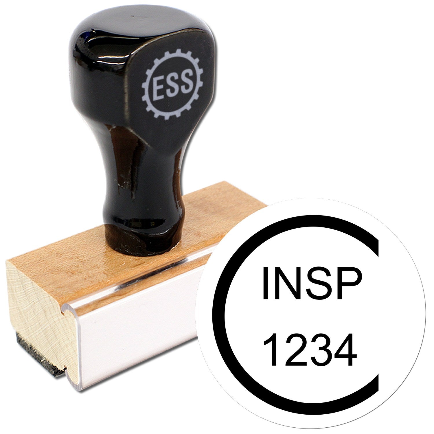 Large Size Wood Handle Current Inspection Status Rubber Stamp 1 Inch Diameter