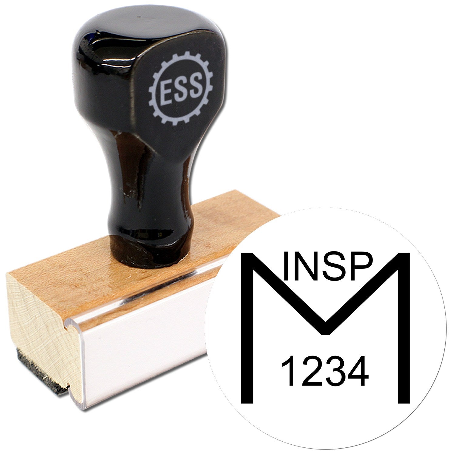 Extra Small Wood Handle Mandatory Inspection Rubber Stamp 1/2 Diameter