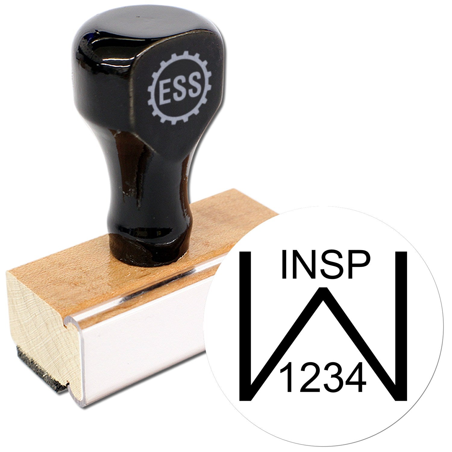 Large Size Wood Handle W Inspection Rubber Stamp 1 Inch Diameter