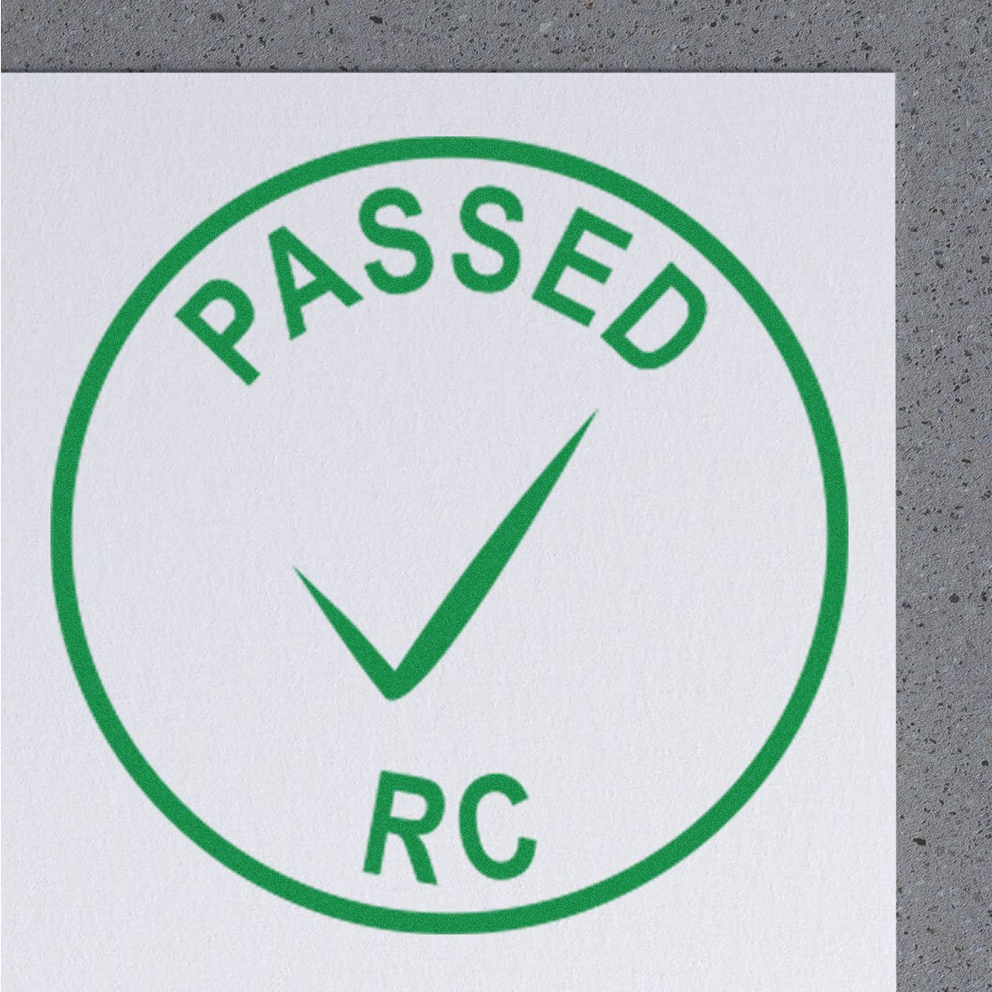 Extra Small Self-Inking Passed Inspection Checkmark Stamp 1/2 Diameter