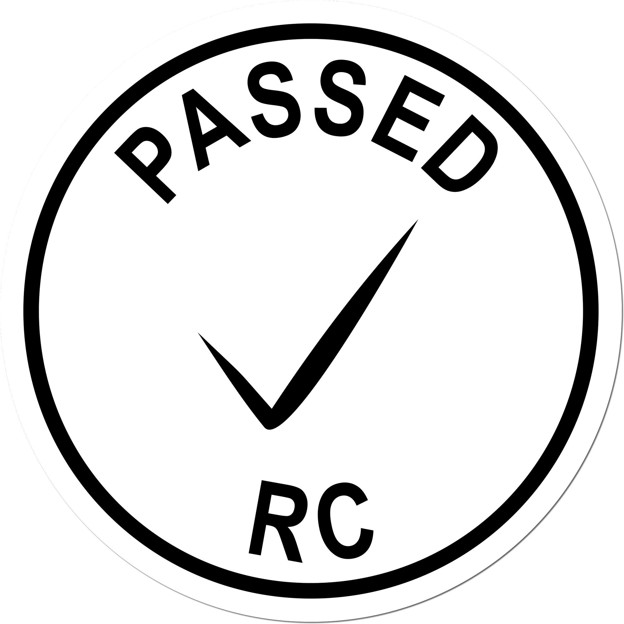 Standard Size Self-Inking Passed Inspection Checkmark Stamp 3/4 Diameter