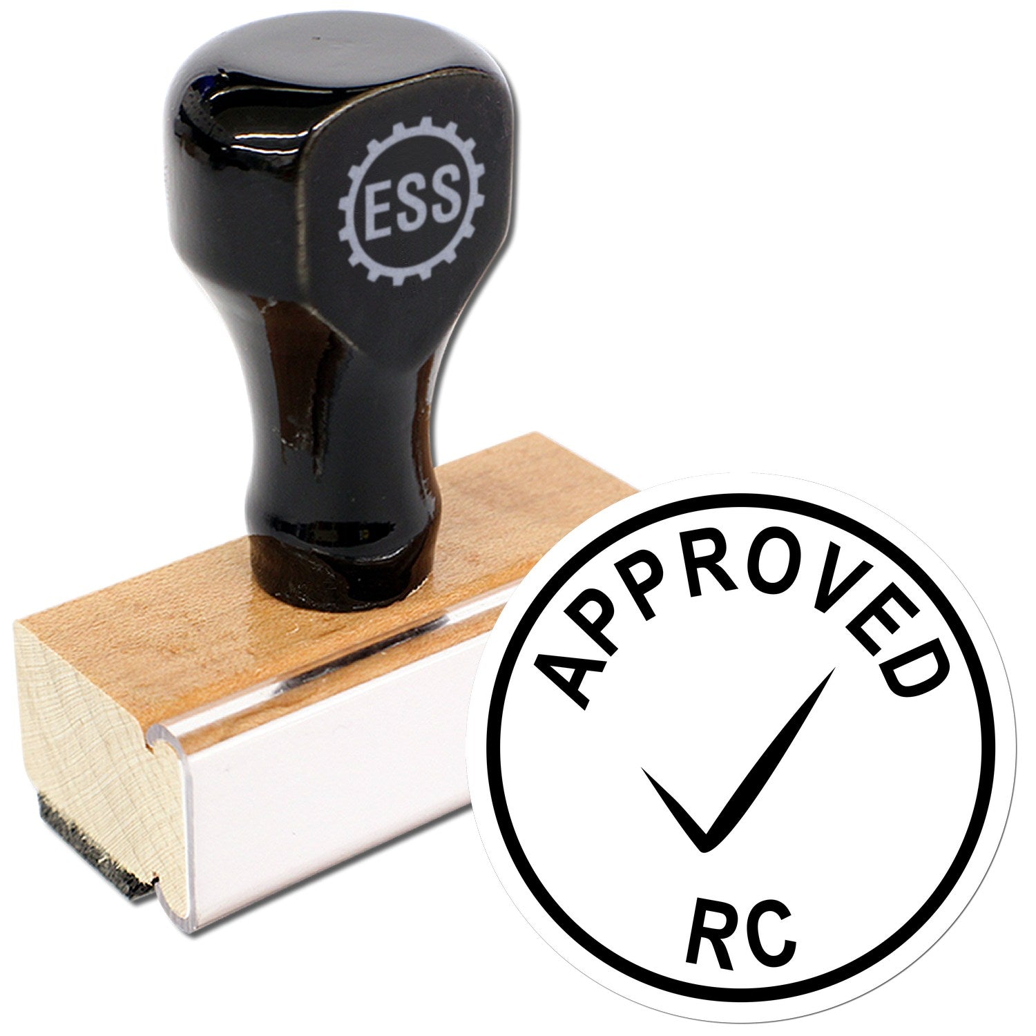 Large Size Wood Handle Approved RC Inspection Rubber Stamp 1 Inch Diameter