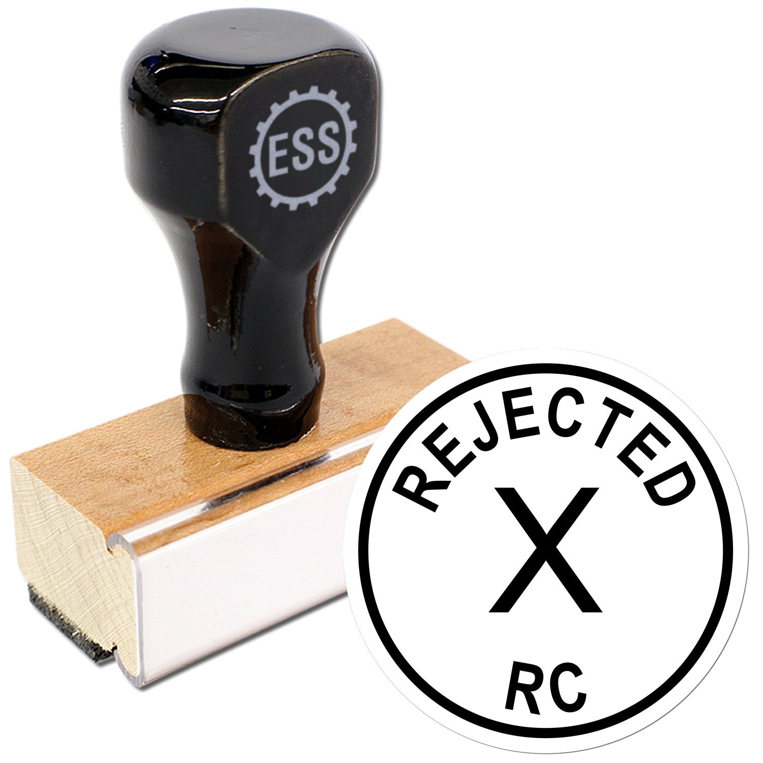 Large Size Wood Handle Rejected RC Inspection Rubber Stamp 1 Inch Diameter