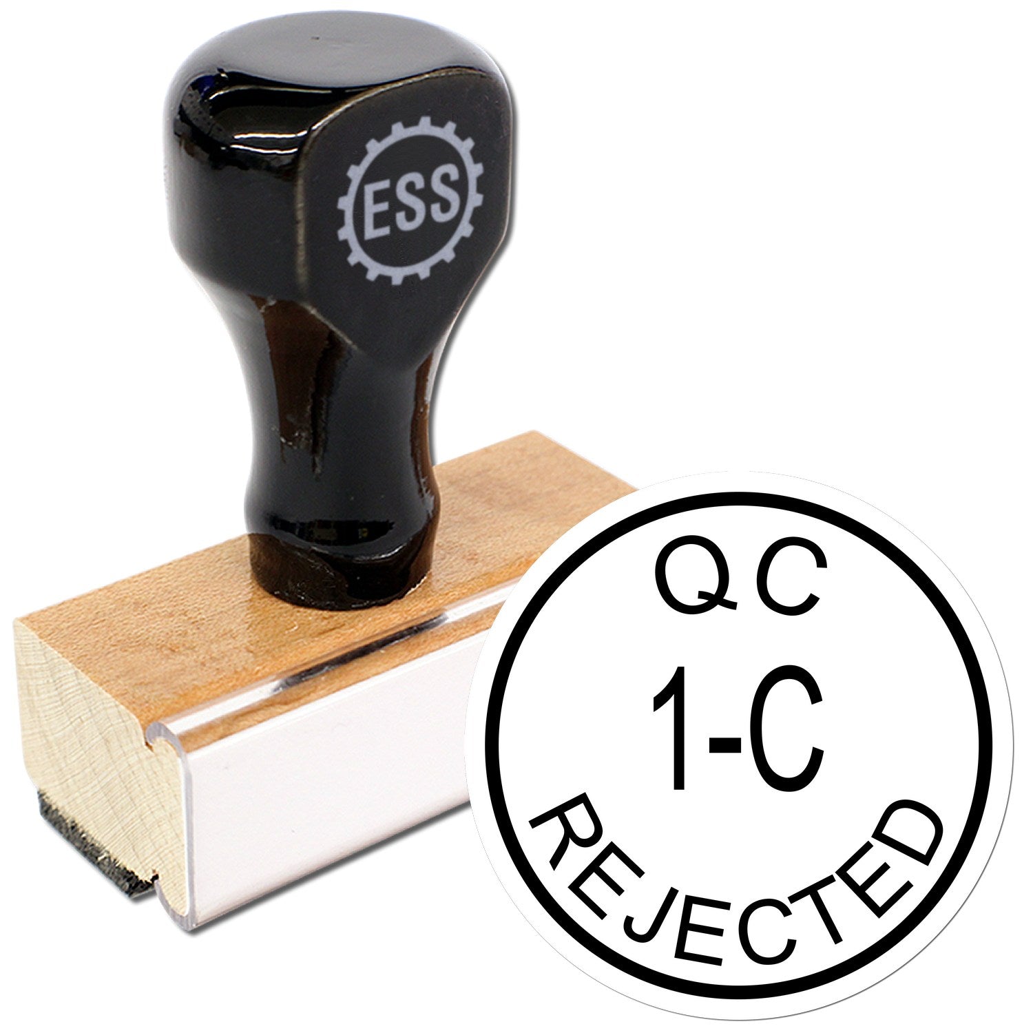 Extra Small Wood Handle QC Inspection Rejected Rubber Stamp 1/2 Diameter