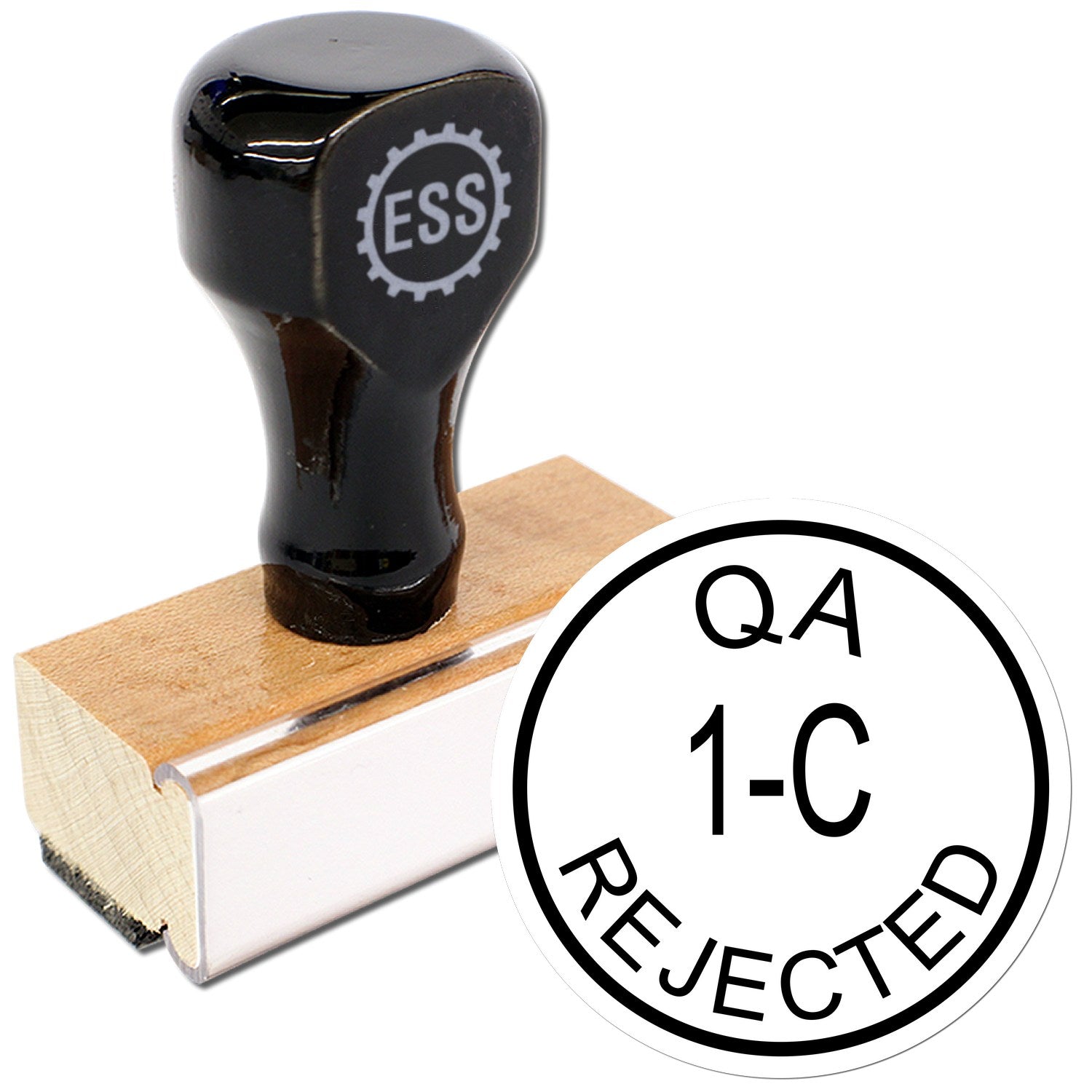 Extra Small Wood Handle QA Inspection Rejected Rubber Stamp 1/2 Diameter