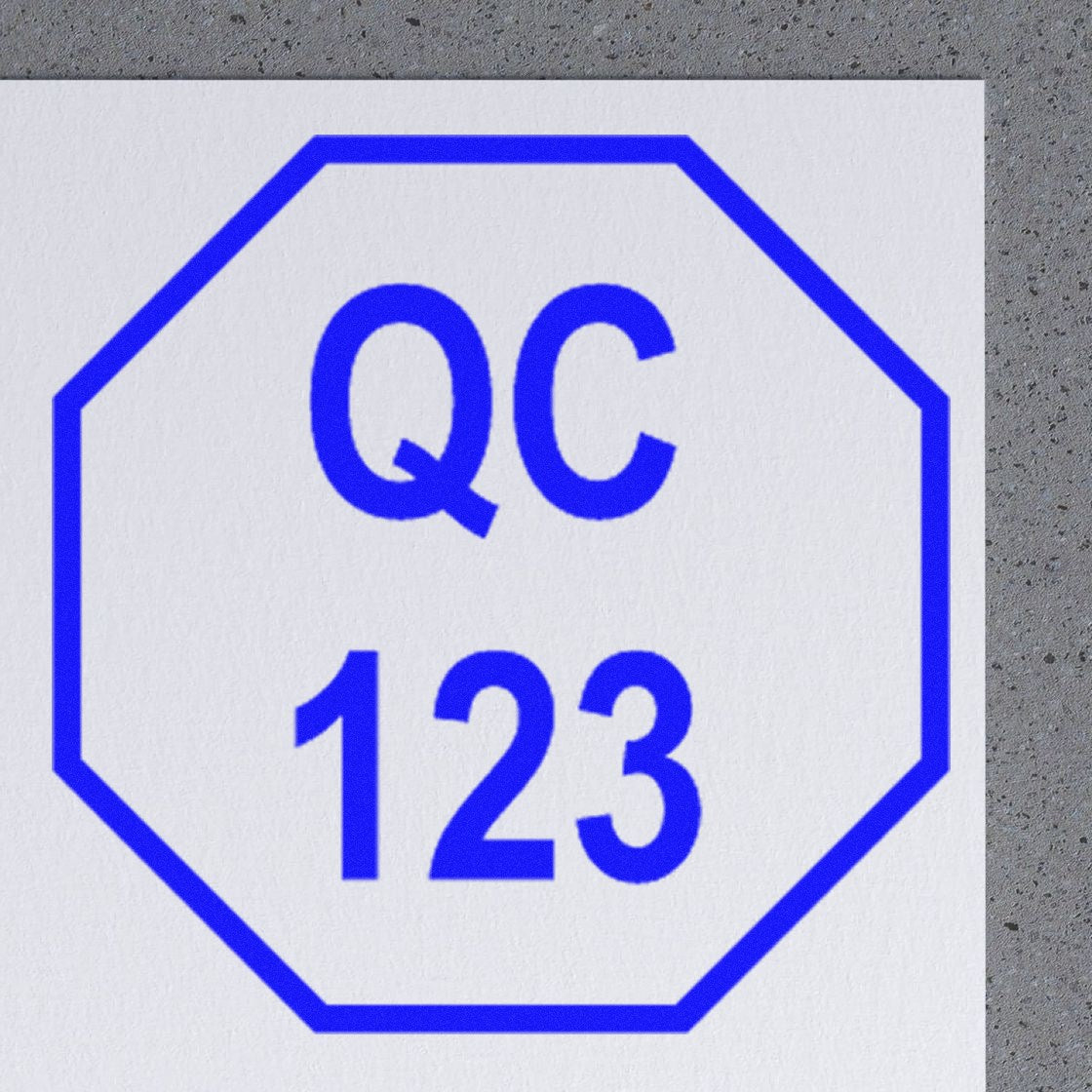 Standard Size Self-Inking Octagon Quality Control Inspection Stamp 3/4 Diameter