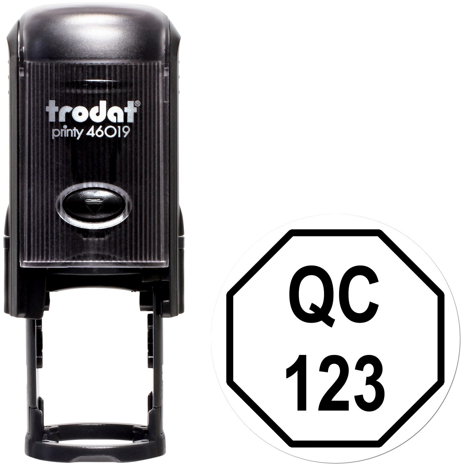 Standard Size Self-Inking Octagon Quality Control Inspection Stamp 3/4 Diameter