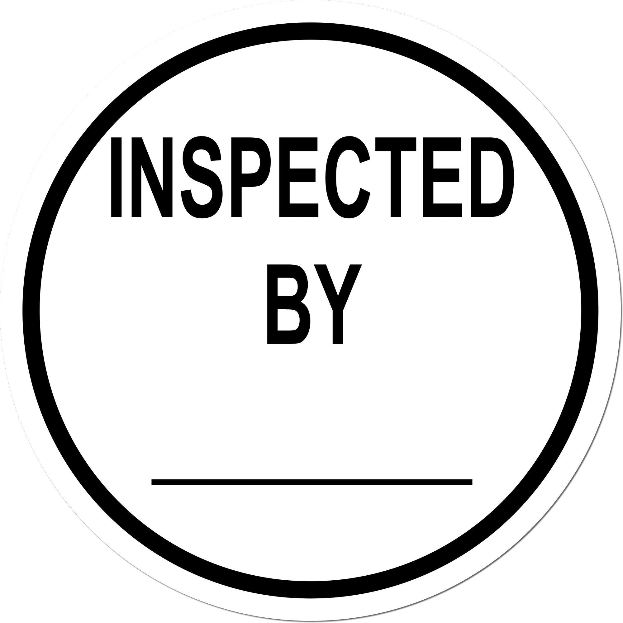 Extra Small Wood Handle Inspected By Circle With Line Rubber Stamp 1/2 Diameter