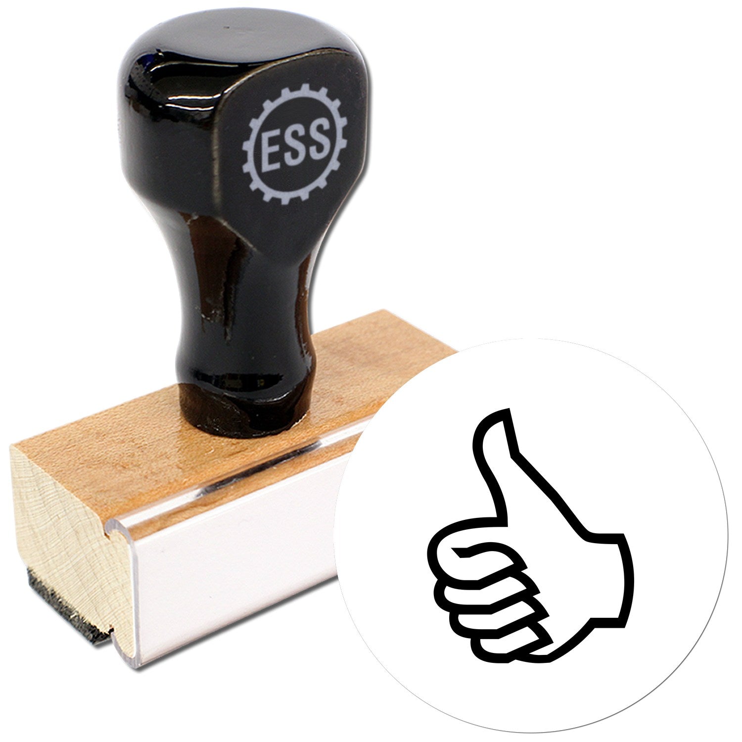 Large Size Wood Handle Thumbs Up Approved Inspection Rubber Stamp 1 Inch Diameter