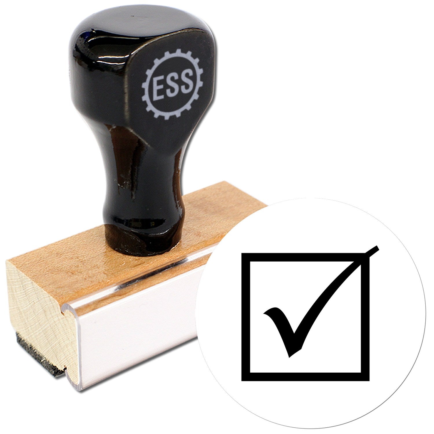 Large Size Wood Handle Verified Inspection Approved Checkmark Rubber Stamp 1 Inch Diameter