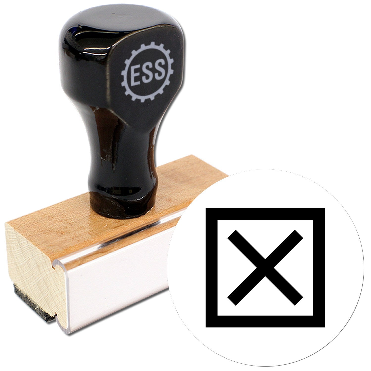 Large Size Wood Handle Inspection Rejected X Mark Rubber Stamp 1 Inch Diameter