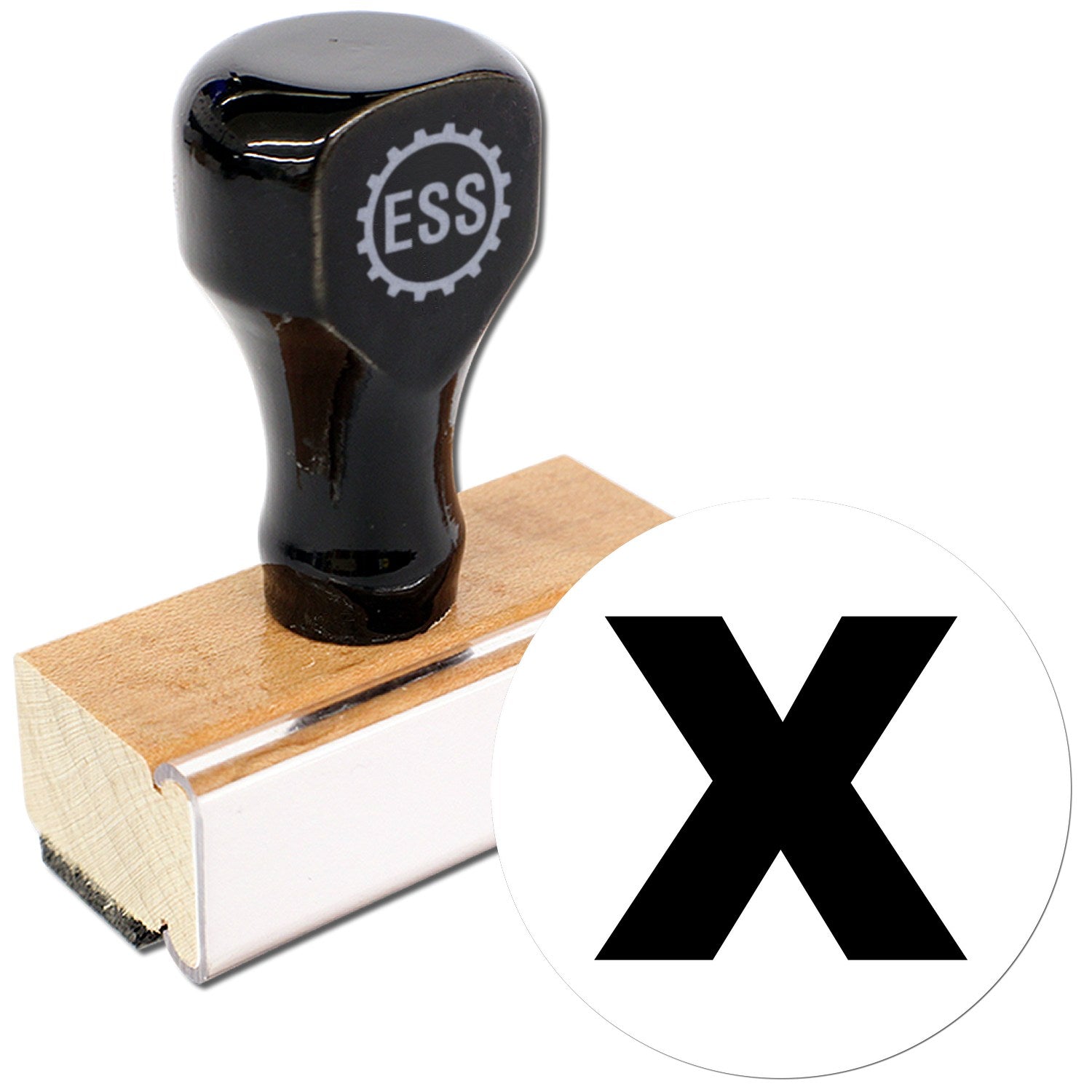 Extra Small Wood Handle Inspection Rejected X Mark Seal Rubber Stamp 1/2 Diameter