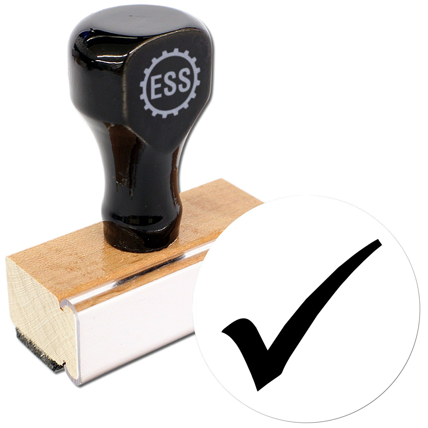 Extra Small Wood Handle Approved Checkmark Inspection Rubber Stamp 1/2 Diameter