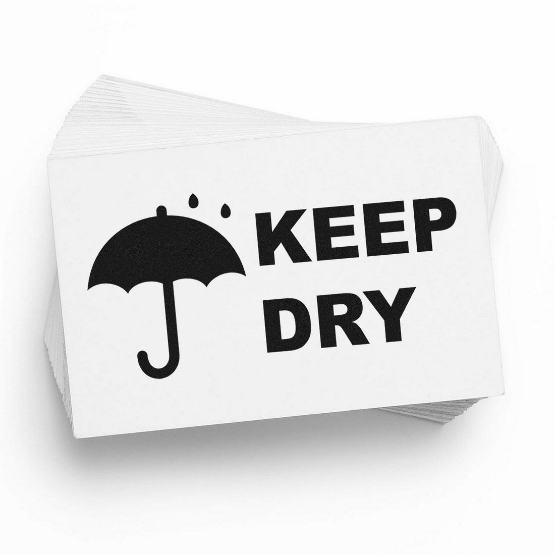 PSI Pre-Inked Keep Dry with Umbrella Stamp featuring a black umbrella icon and 'Keep Dry' text on a white background, ideal for packaging and shipping use.