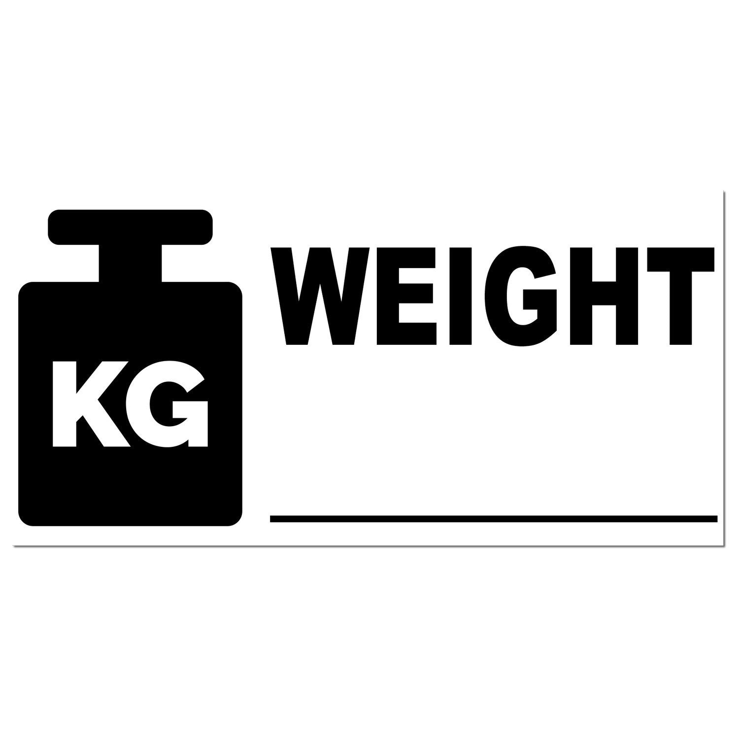 Wood Handle Weight Label Rubber Stamp with bold 'KG WEIGHT' imprint design, ideal for labeling packages. Features a sturdy wood handle and durable rubber stamp for clear impressions.