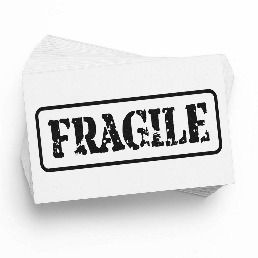 Wood Handle Fragile Packing Rubber Stamp with bold 'FRAGILE' text, ideal for marking packages. Durable wood handle and clear rubber imprint for easy use.