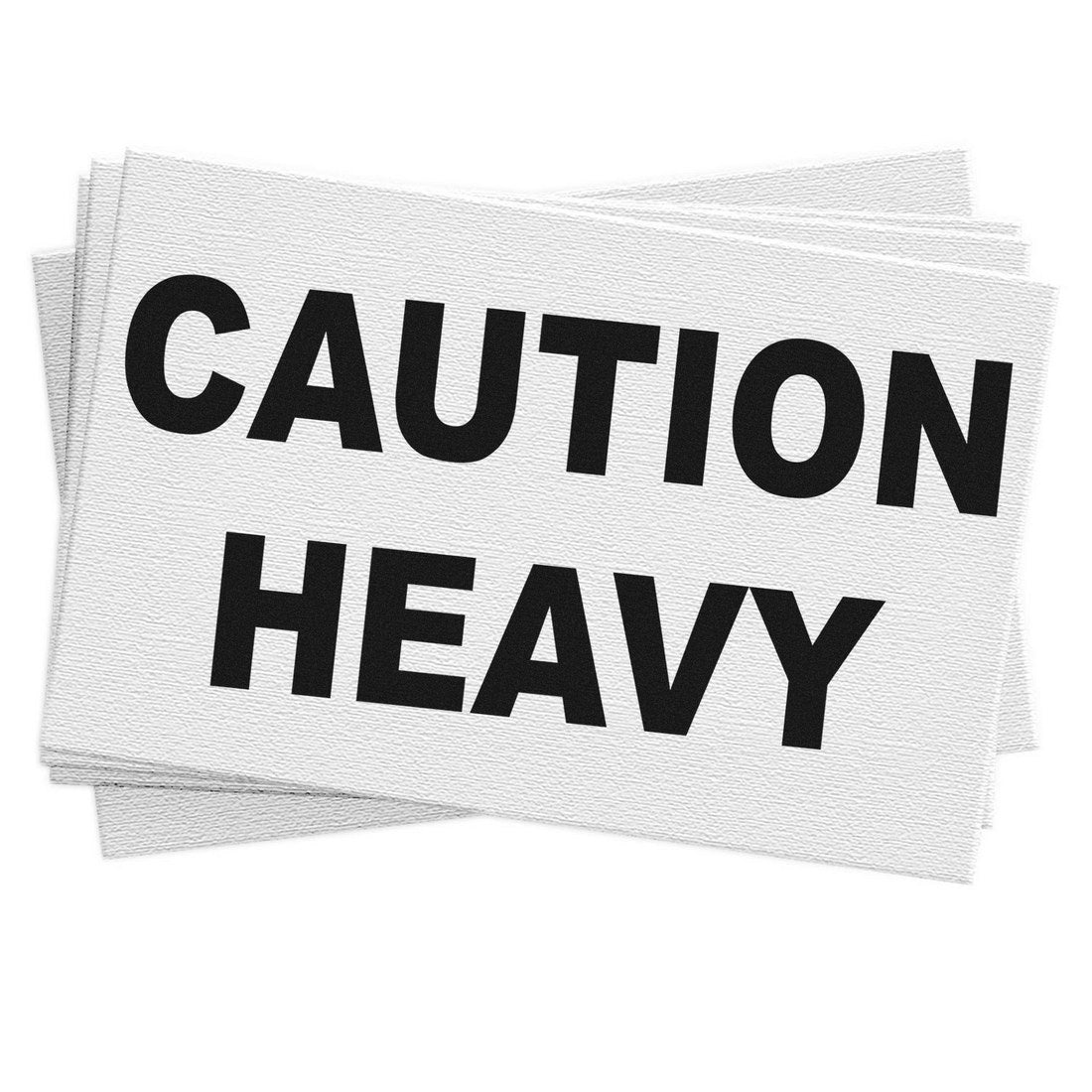 Wood Handle Heavy Caution Rubber Stamp with bold black text 'CAUTION HEAVY' on a white background, ideal for marking packages and shipments.