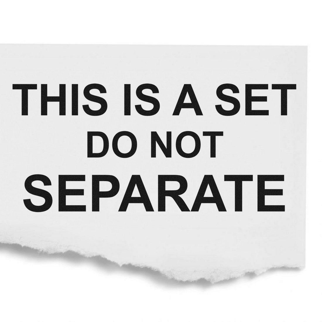 Image of the PSI Pre-Inked Do Not Separate Set Stamp imprint on white paper, displaying bold black text: THIS IS A SET DO NOT SEPARATE. Ideal for packaging and shipping needs.