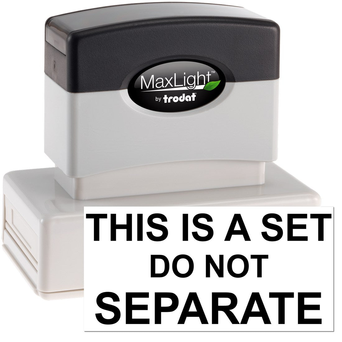 Maxlight Premium Do Not Separate Set Stamp with black and white design, featuring bold text 'THIS IS A SET DO NOT SEPARATE' on the stamp surface.