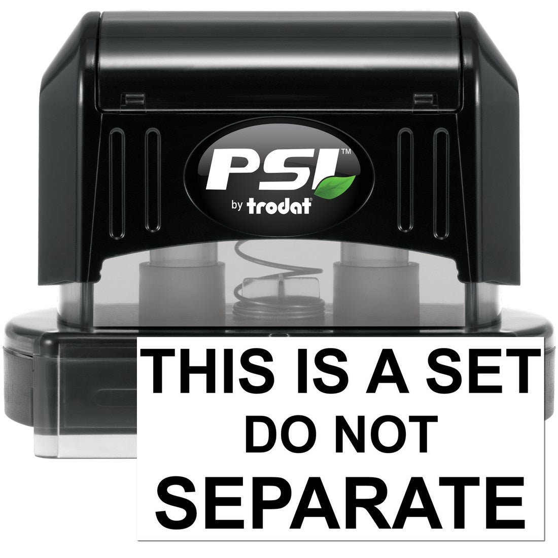 PSI Pre-Inked Do Not Separate Set Stamp in black, featuring a clear base and bold text for efficient marking. Ideal for office use.