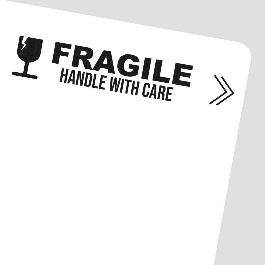 PSI Pre-Inked Fragile Handle With Care Stamp featuring bold black text and a fragile icon on a white background, ideal for marking packages.