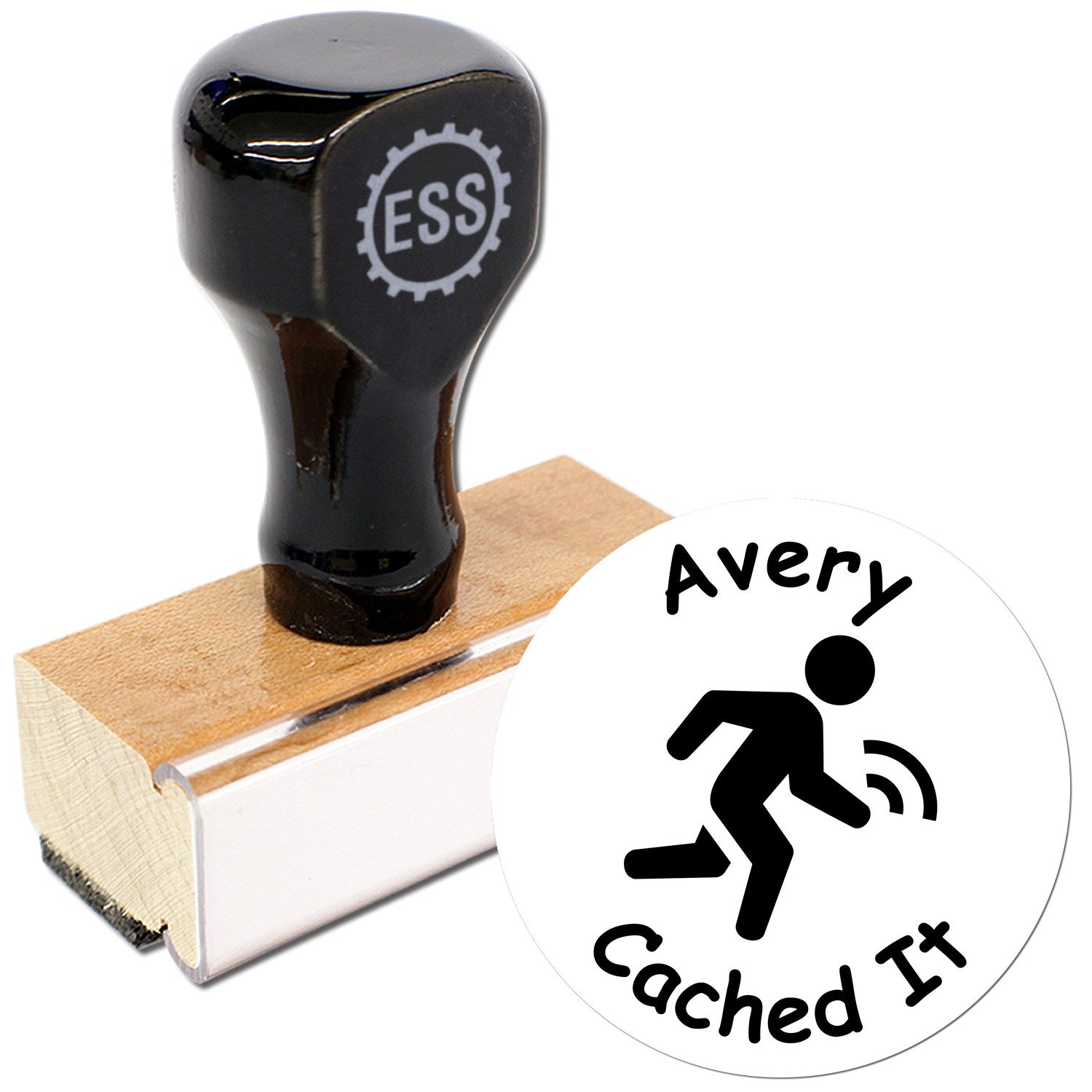 Custom Geocache Stamp with Wood Handle - Self Inking Geo-Fast Tracker ...