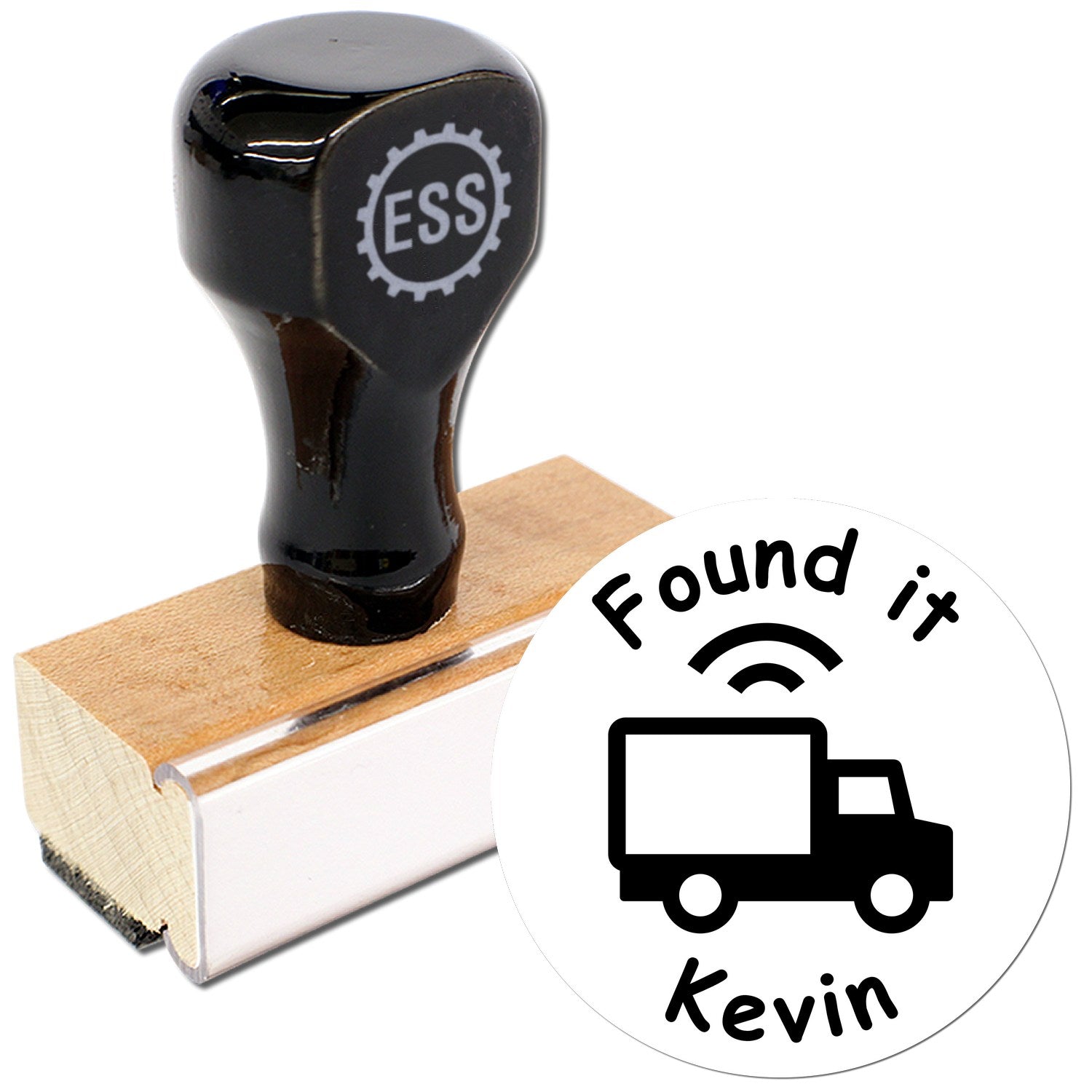 Wood Handle Cache Truck Cruiser Geocache Stamp