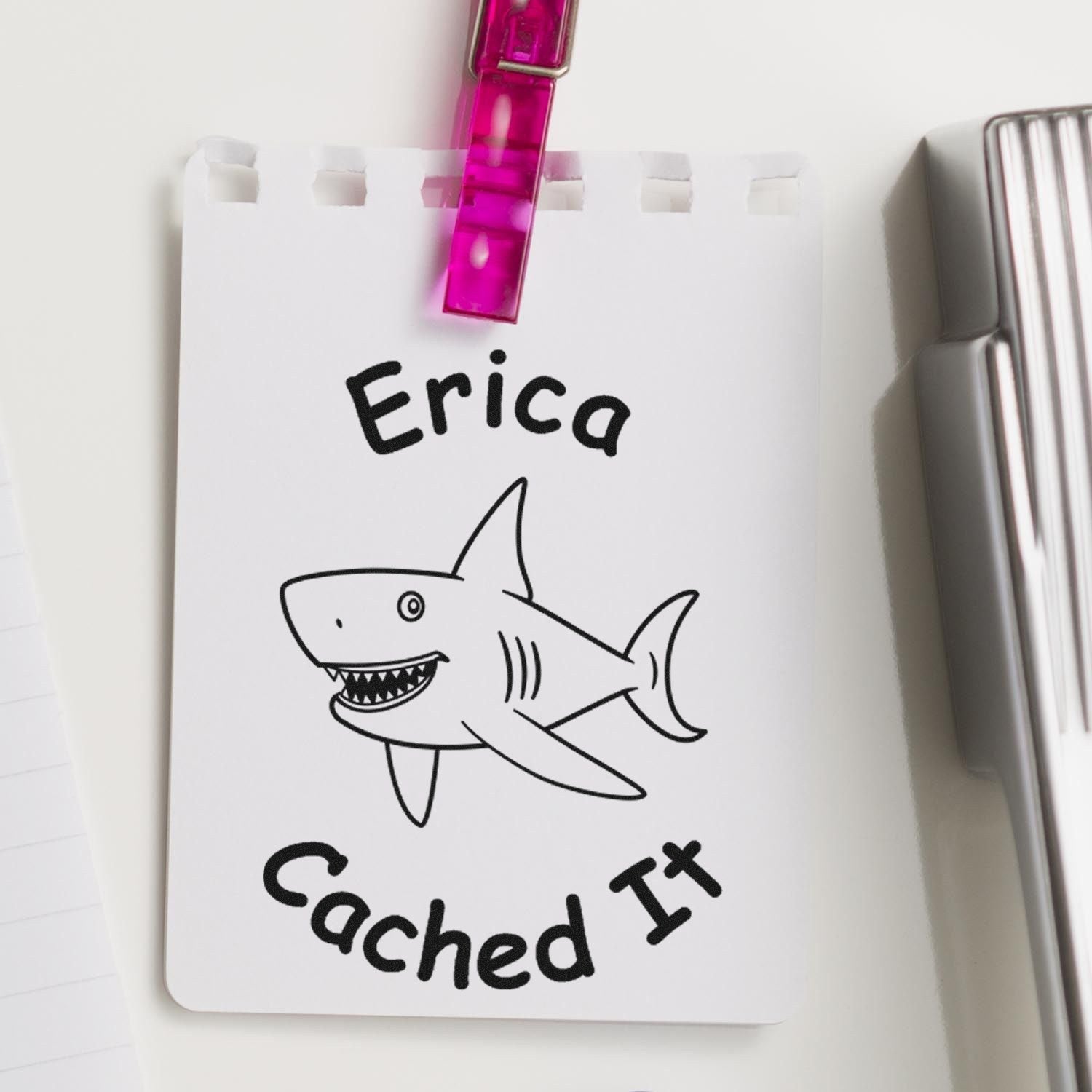 Self-Inking Shark Cache Splash Geocaching Log Stamp - Engineer Seal Stamps