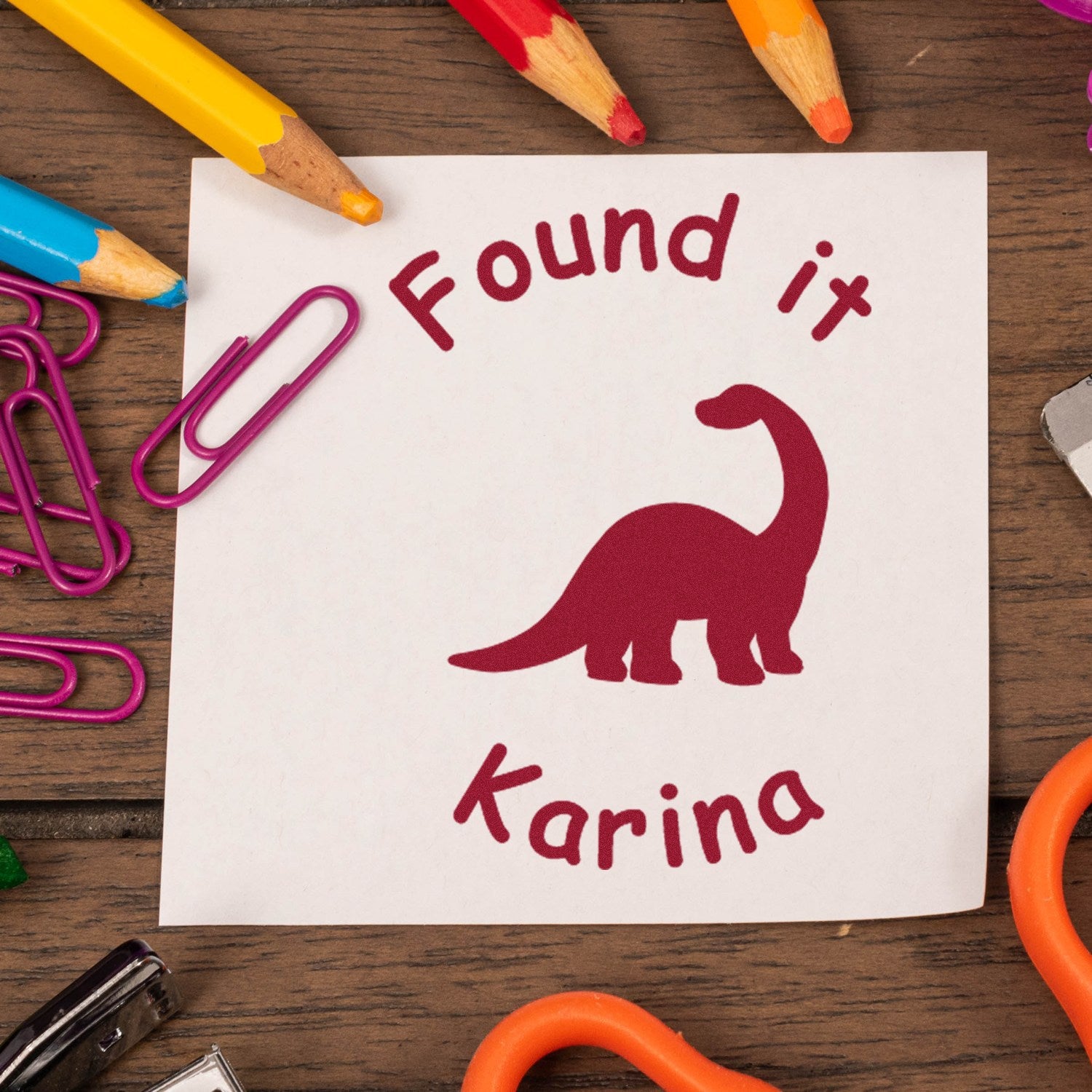 Wood Handle Dino Discovery Geocache Stamp - Engineer Seal Stamps