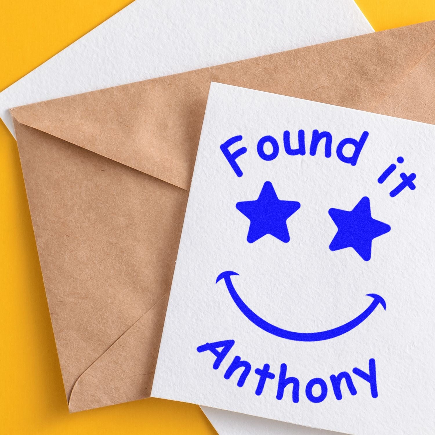 Wood Handle Starry Smiles Cache Stamp Geocache Stamp