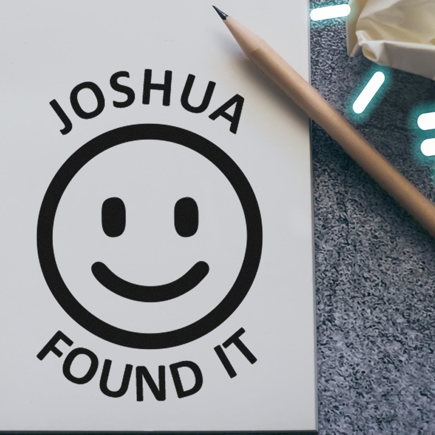 Wood Handle Smiley Cache Hunter Geocache Stamp