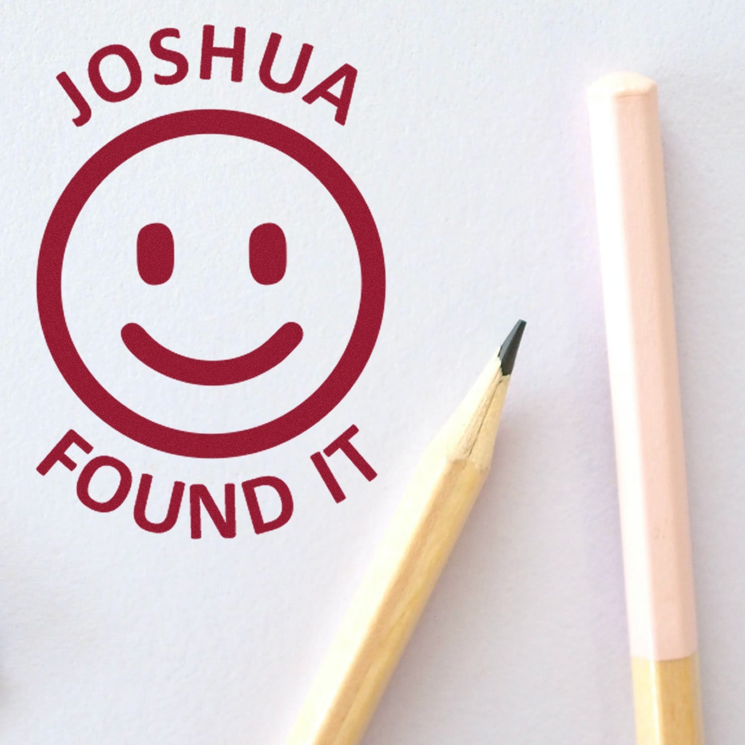 Wood Handle Smiley Cache Hunter Geocache Stamp
