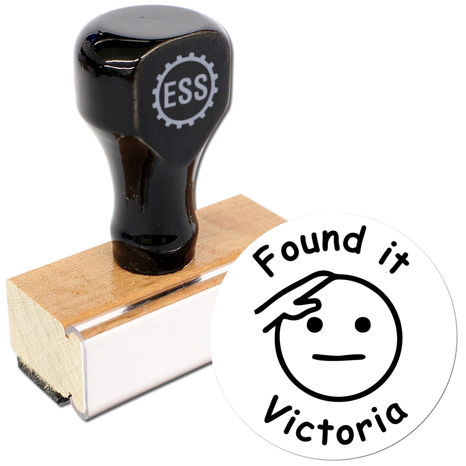 Wood Handle Geosmirk Stamp Geocache Stamp - Engineer Seal Stamps
