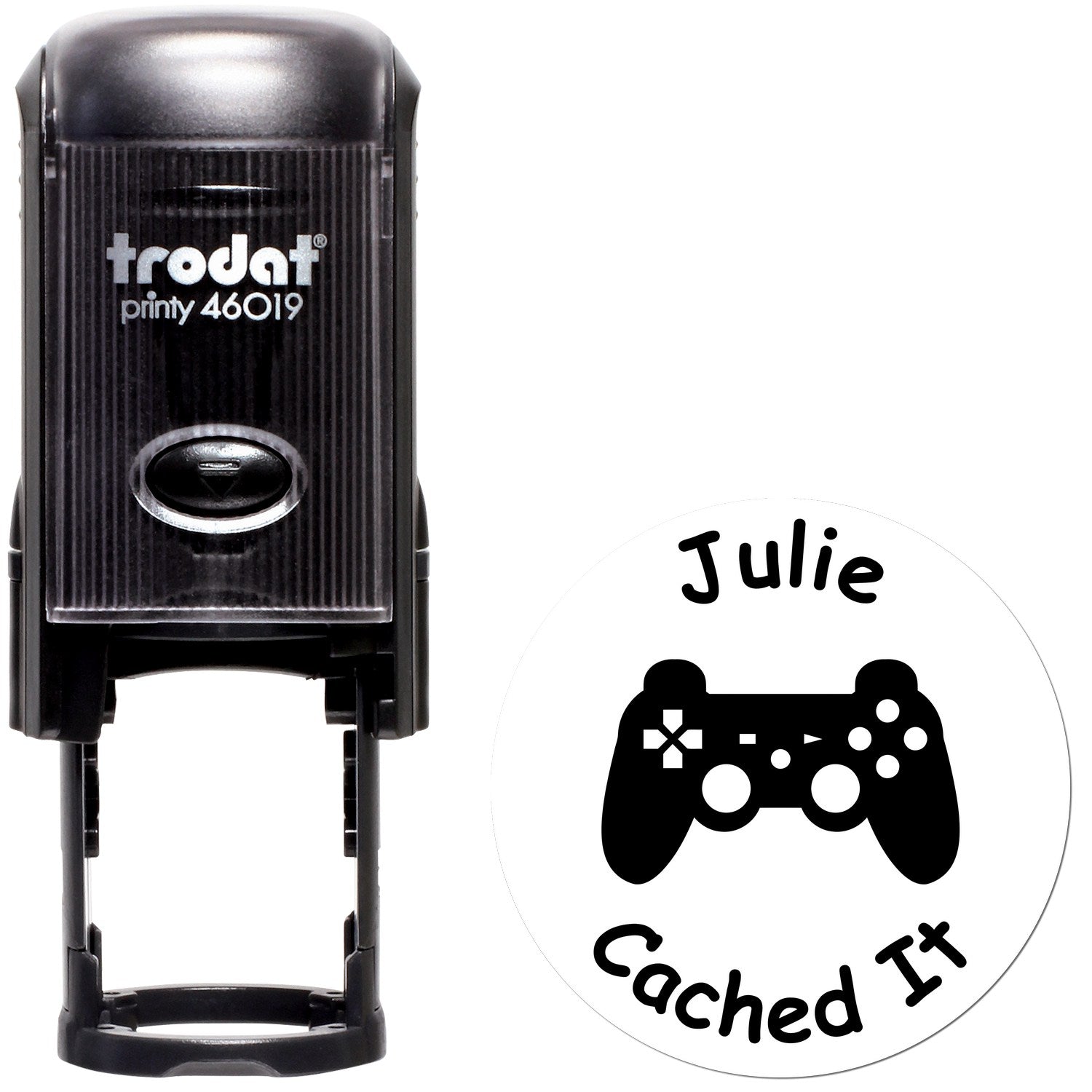 Self-Inking Game On, Cache Found! Geocaching Log Stamp - Engineer Seal Stamps