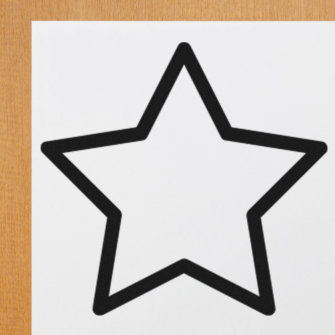 Wood Handle Star Loyalty Points Rubber Stamp with a black star design on white paper, featuring a sturdy wooden handle for easy stamping. Ideal for rewarding customer loyalty.