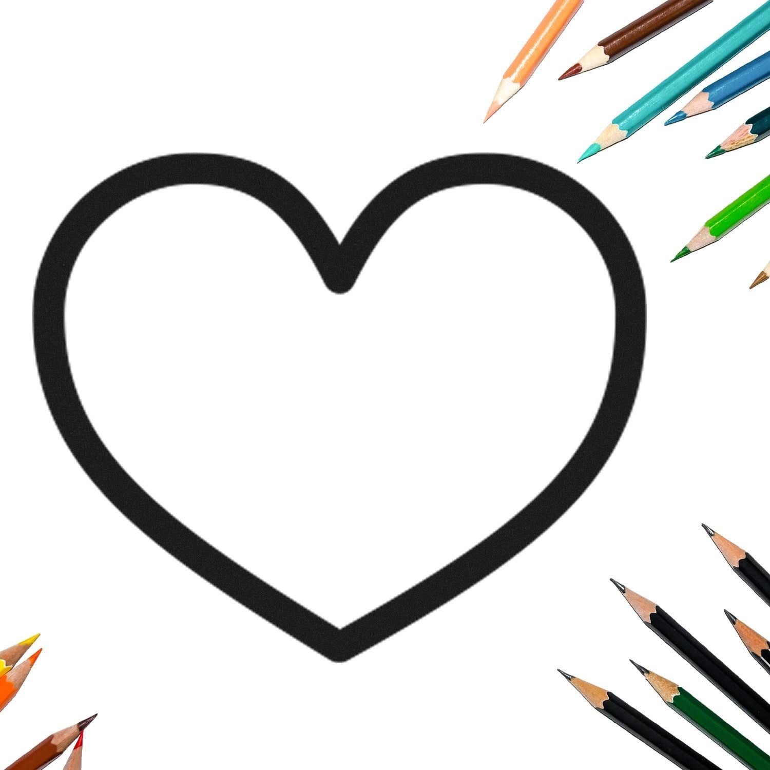 Self-Inking Heartfelt Loyalty Purchase Stamp with a heart design, surrounded by colorful pencils, ideal for adding a personal touch to customer loyalty cards.