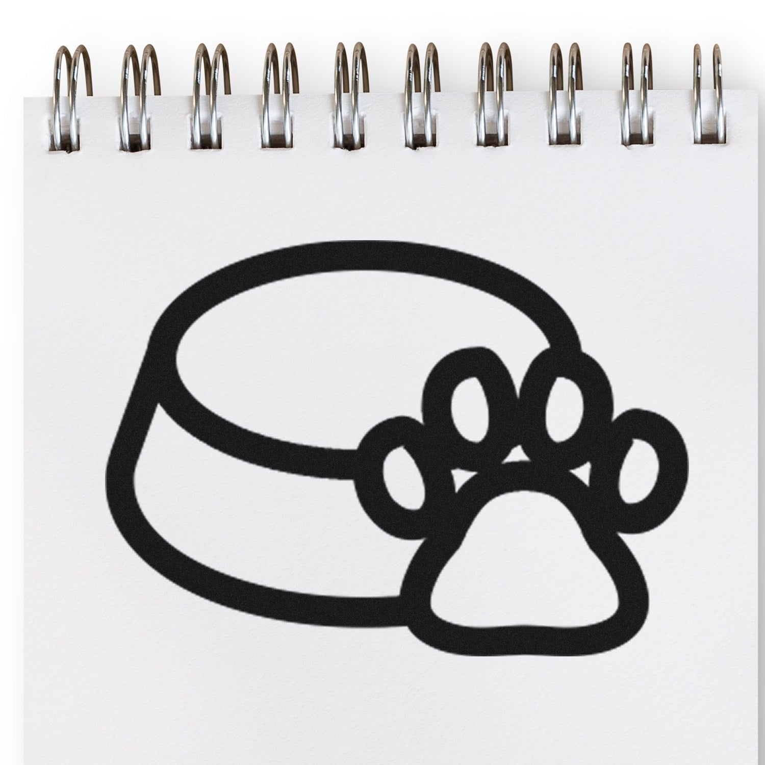 Wood Handle Doggy Loyalty Card Rubber Stamp featuring a paw print and bowl design, perfect for pet-themed crafts and loyalty programs. Durable wood handle for easy stamping.