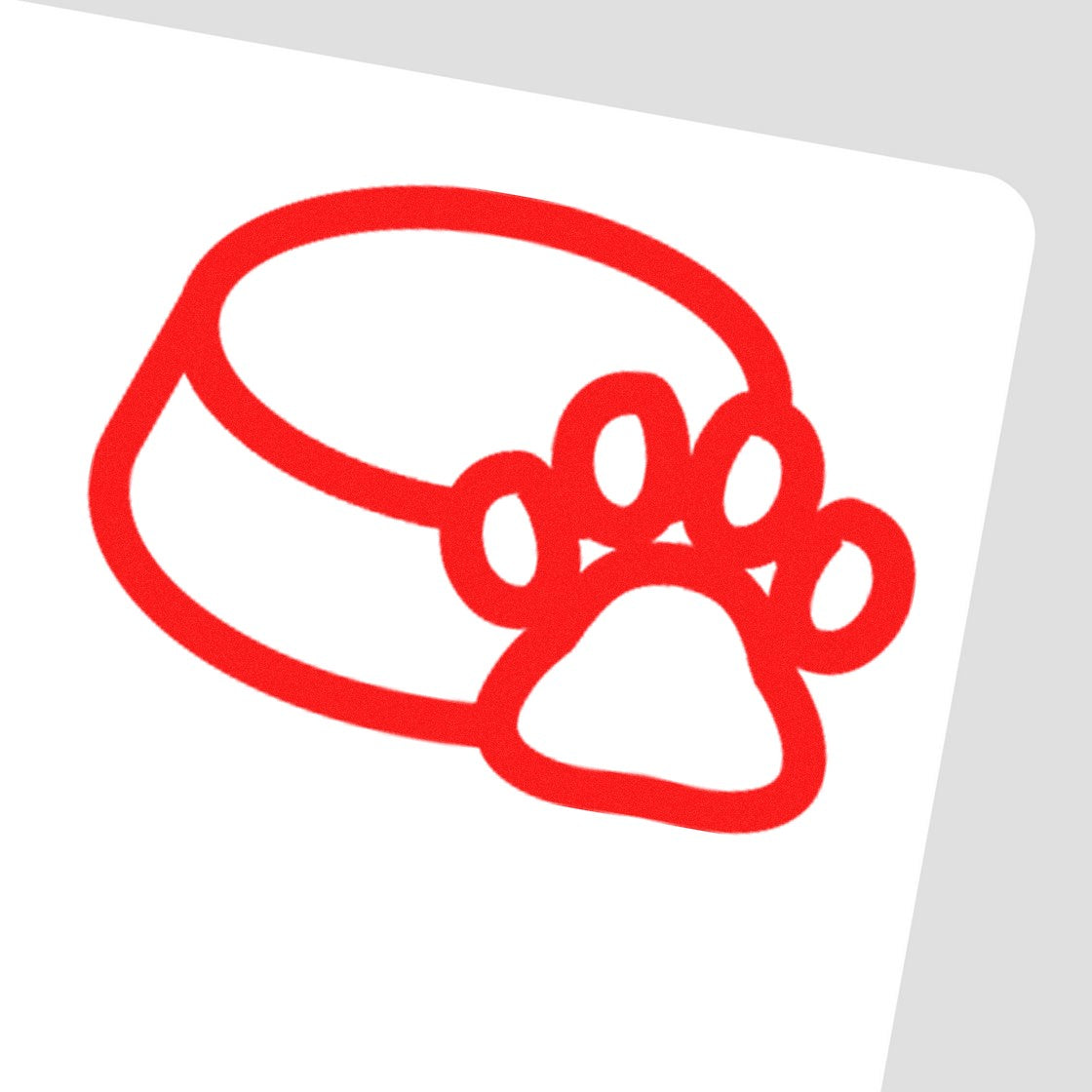 Image of a red Self-Inking Doggy Loyalty Card Stamp featuring a paw print and dog bowl design, perfect for pet-themed loyalty programs.