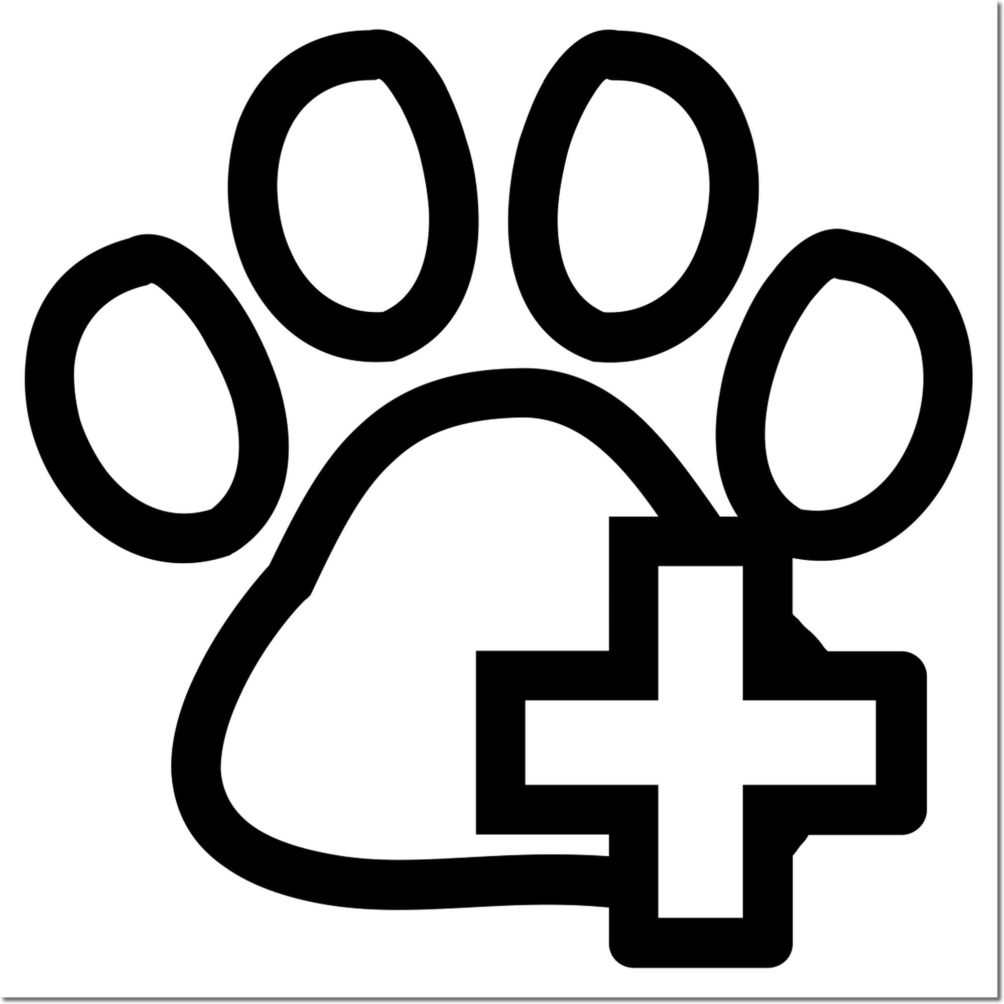 Self-Inking Healthy Pet Frequent Buyer Stamp with paw print and cross design, black ink, compact and durable for easy use.