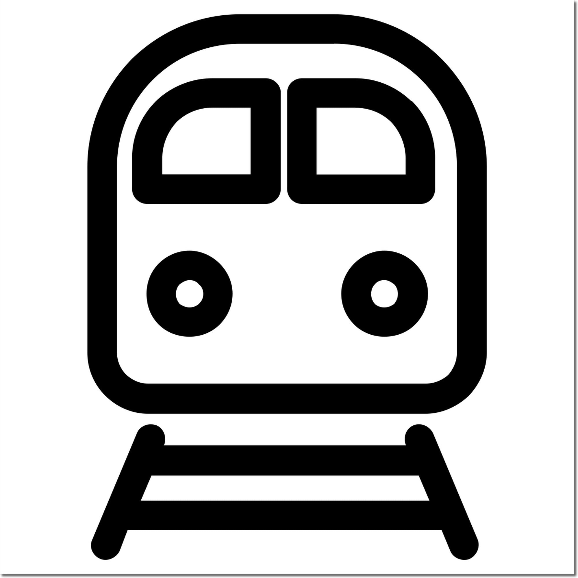 Self-Inking Happy Railways Loyalty Scheme Stamp featuring a black train icon design, perfect for marking loyalty cards. Compact and efficient for frequent use.