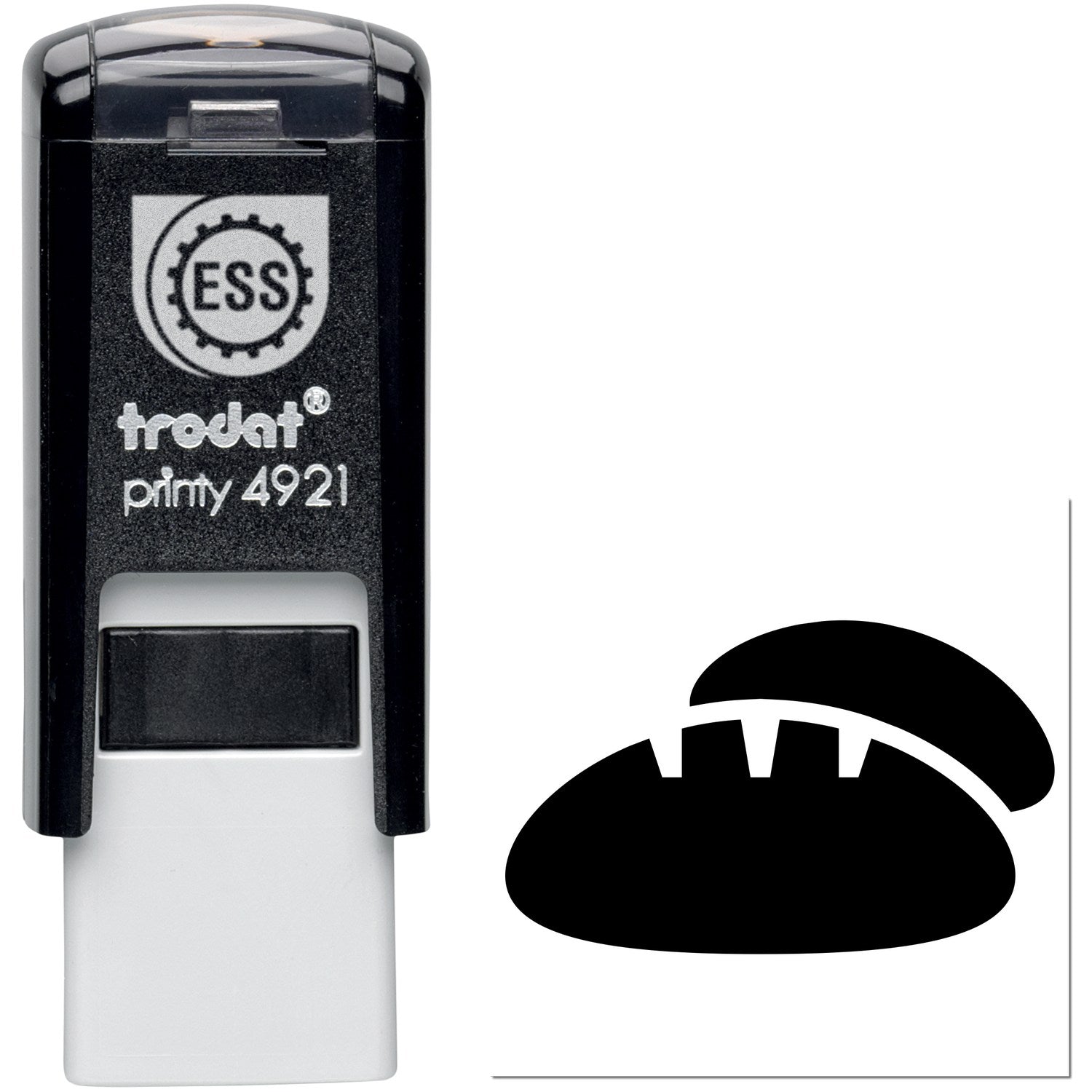 Self-Inking Bread Winner for Discounts Stamp, featuring a black casing with a bread icon imprint. Ideal for marking discounts efficiently.