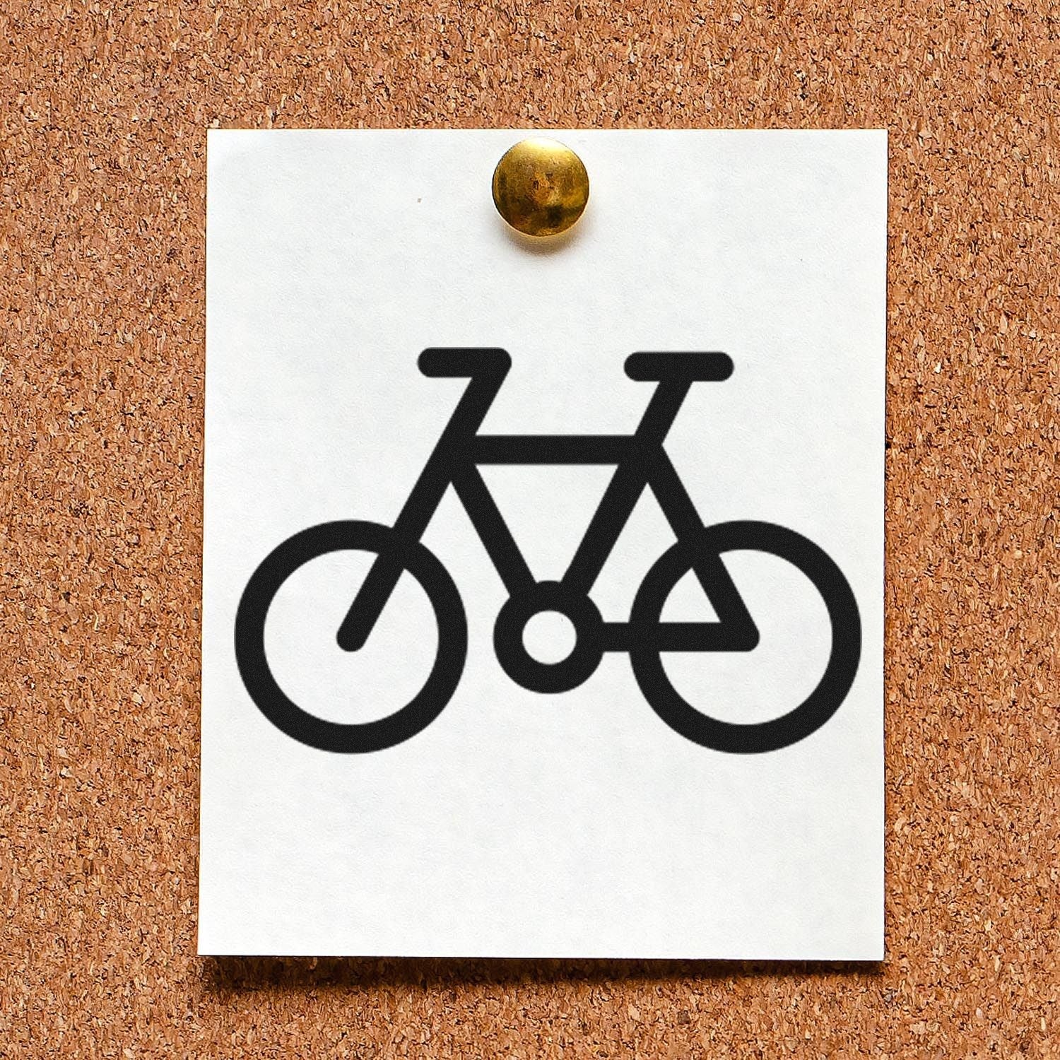 Wood Handle Cycle Of Loyalty Rubber Stamp on corkboard, featuring a bicycle design. Ideal for crafting and branding, this stamp combines functionality with a classic wooden handle.