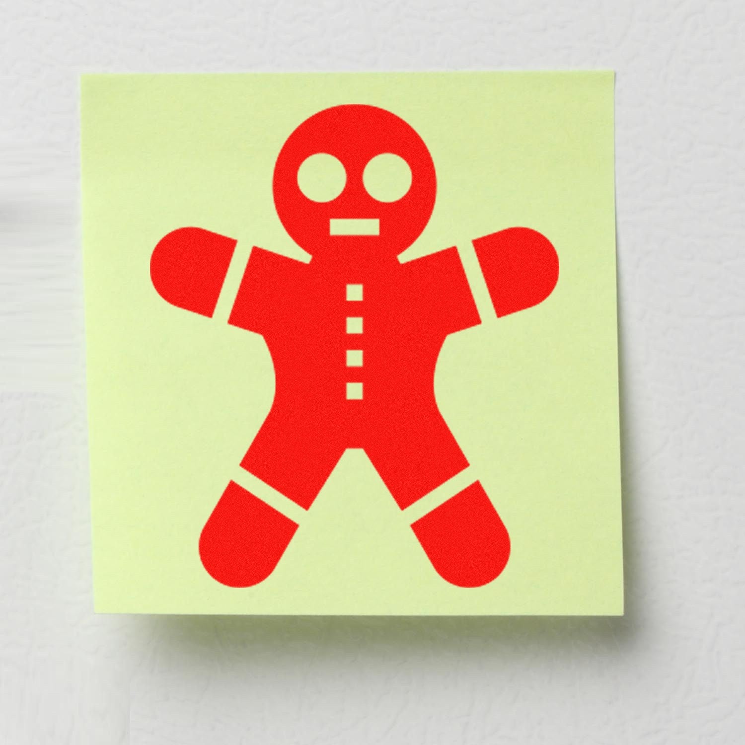 Self-Inking Gingerbread Customer Loyalty Stamp featuring a red gingerbread man design on a light green sticky note, perfect for adding festive charm to loyalty cards and promotional materials.