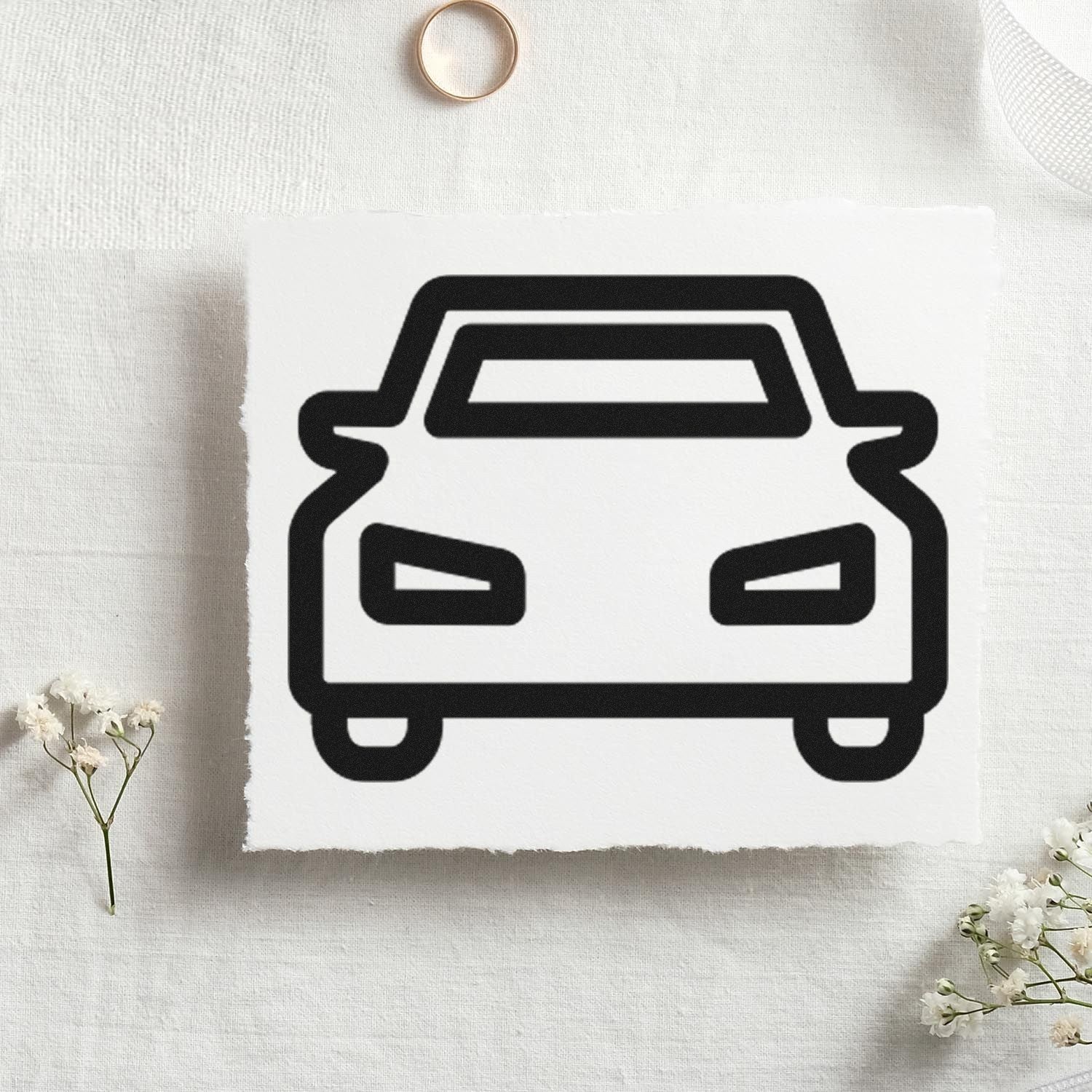 Image of a Self-Inking Driving Loyalty Card Stamp featuring a sleek car design on a white background, ideal for loyalty programs.