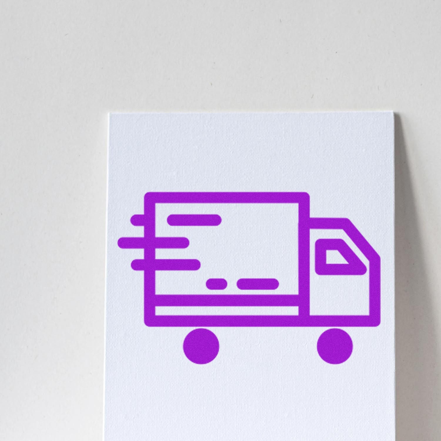 Self-Inking Speedy Loyalty Program Stamp with a purple truck icon on a white background, ideal for quick and efficient customer rewards.