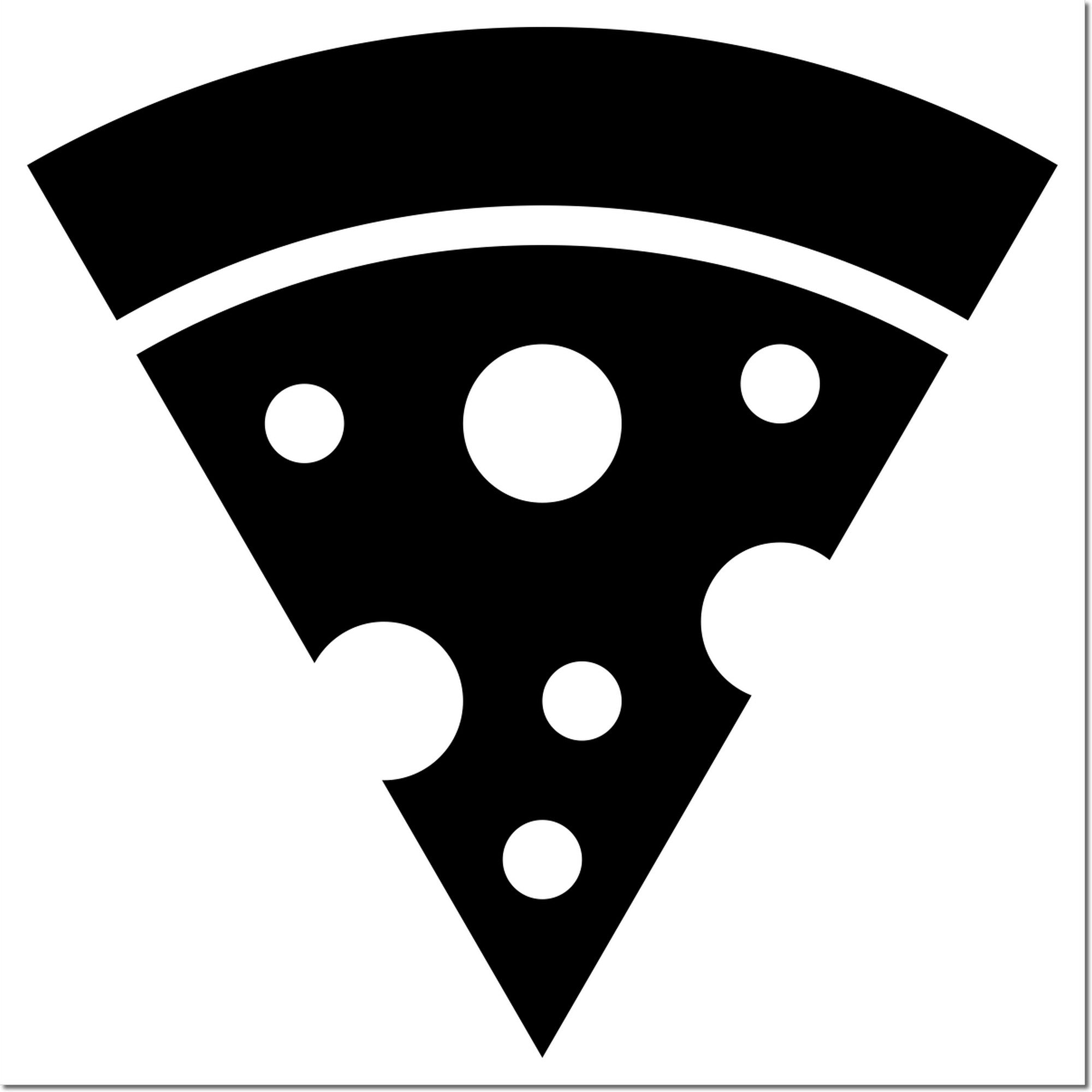 Self-Inking Pizza Perks Incentive Stamp featuring a bold black pizza slice design with circular toppings, perfect for rewarding pizza lovers.